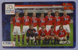 MACAU - Chip - CTM - Smart Card - NORWAY - Football World Cup 98 - Mint - Macau