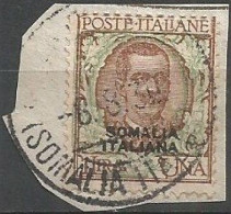 Somalia Italy Colony 1926/30 Floreale Con "SOMALIA ITALIANA" Lire 1 Bruno E Verde - VFU ON-PIECE - Somalia