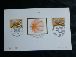 1973 1666 FDC Echophil Card , Nice Quality :  Basket-ball - 1971-1980