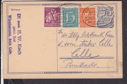 Ganzsache Deutsches Reich Bahnpost " Celle - Gifhorn Z.855 "  1922 - Cartoline