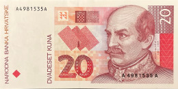 Croatia 20 Kuna, P-30 (31.10.1993) - UNC - AA Serial Number - Croatia