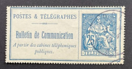 FRANCE TELEPHONE 1900 - YT 24 OBL - 25c Bleu - Sans Fond De Sûreté - Telegraph And Telephone