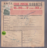 Timbre N° 210   4,7  Vert Foncé Et Rouge  &  N ° 177  1 F Brun  Vin Blanc Rivesaltes Colis Postaux Postal 1943 - Covers & Documents