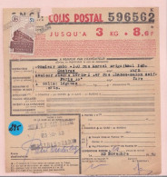 Un Timbre N° 208   3 F   Colis Postal  Postaux   Expéditeur :Castres    Légumes  1943  Destination Paris - Covers & Documents