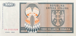 Croatia 1.000 Dinara, P-R5 (1992) - UNC - VERY RARE - Croacia