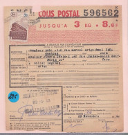 Un Timbre N° 208   3 F   Colis Postal  Postaux   Expéditeur : Limoges    1943  Destination Paris - Covers & Documents