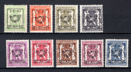 PRE437/445 MNH** 1940 - Klein Staatswapen Opdruk Type D - REEKS 18 - Typo Precancels 1936-51 (Small Seal Of The State)