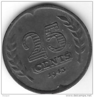 Netherlands 25 Cents 1943  Km 174  Vf+  Catalog Val 17,00$ - 25 Cent