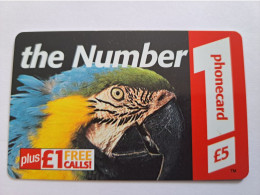 GREAT BRITAIN   -5 POUND /PARROT / BIRD / THE NUMBER 1 PHONECARD      PREPAID USED     ** 17221** - Other & Unclassified