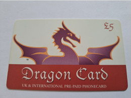 GREAT BRITAIN   -5 POUND / DRAGON CARD/ UK AND INTERNATIONAL     PREPAID USED     ** 17224** - Other & Unclassified