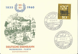 BRD 1960, 125 Jahre Dt. Eisenbahn, Illustrierte FDC Karte - Lettres & Documents