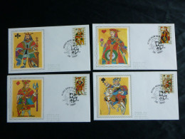 1973 1695 1696 1697 & 1698 FDC's Zijde/soie  ( Turnhout )  : " Cards " - 1971-1980