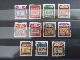 AEF YV Taxe 1 à 11 Complete N* Cote 12 Euros 1937 - Unused Stamps