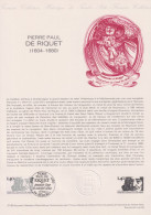 1980 FRANCE Document De La Poste Pierre Paul De Riquet N° 2100 - Documenten Van De Post