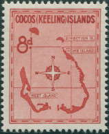 Cocos Islands 1963 SG3 8d Map MNH - Cocos (Keeling) Islands