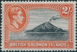 Solomon Islands 1939 SG69 2/- Tinakula Volcano Toned Back MLH - Solomon Islands (1978-...)