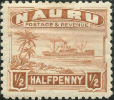 Nauru 1937 SG26B ½d Chestnut Freighter Shiny P11 MLH - Nauru