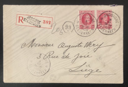 Belgique 1926 - Recommandé De Jodoigne (Geldenaken) Vers Liège TB (160) - Storia Postale