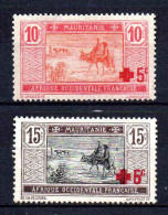 Mauritanie - 1915 -  Tb Antérieurs Surch Croix Rouge  - N° 34/35 - Neufs * - MLH - Unused Stamps