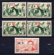 Mauritanie - 1944 -  Tb Antérieurs Surch  - N° 133 à 137 - Neufs ** - MNH - Neufs