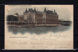 France - 1900 - 10 C. Sage Oblitere Flamme Exposition Universelle -  Sur Carte Pavillon De La Ville De Paris - 1876-1898 Sage (Type II)