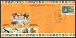 India 2024 Africa Postal Leaders Meet, Elephant, Rhinosaur, Deer, Lion, Animal,,Special Cover (**) Inde Indien - Storia Postale