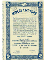 MINERVA MOTORS; 1/10e De La Part Sociale - Automobilismo