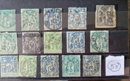 LOT TYPE SAGE OBLITERATION BUREAUX DE PARIS / LOT N° 58 - 1876-1898 Sage (Type II)