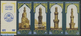 Egypt (Republic) 1972 Postal Day, Minarets 4v+tab [T::::], Mint NH, Religion - Churches, Temples, Mosques, Synagogues - Unused Stamps