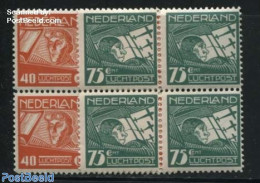 Netherlands 1928 Aviators 2v, Blocks Of 4 [+], Mint NH, Transport - Aircraft & Aviation - Airmail