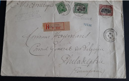 Postes Belges Ste Adresse Pour USA  Philadelphie Avec N° 137 143 144 - 1915-1920 Albert I