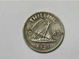 1943 Fiji Shilling Silver 0.9 Coin, VF Very Fine - Fiji