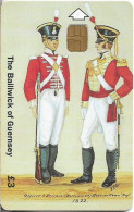 Guernsey - C&W GT - Royal Militia, Officer And Private, Town Regiment 1822, 1997, 3£, 5.000ex, Used - [ 7] Jersey And Guernsey