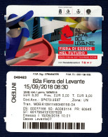 Bari, Italy- 82a Fiere Del Levante- One Used Ticket. - Toegangskaarten