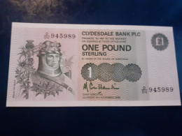 CLYDESDALE BANK 1988 LAST YEAR UNCIRCULATED £1 SIGNED A R COLE HAMILTON D/DU 945989 - 1 Pond