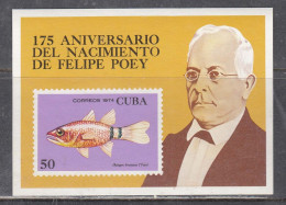 Cuba 1974 - 175th Birthday Of The Natural Scientist Felipe Poey: Fish, Mi-Nr. Block 42, MNH** - Nuovi