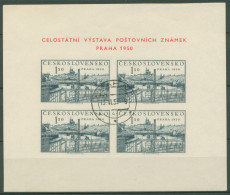 Tschechoslowakei 1950 Briefmarkenausst. Prag Bau Block 12 Gestempelt (C91825) - Blocs-feuillets