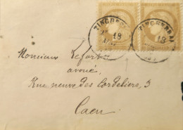 LP3036/370 - FRANCE - CERES (PAIRE) N°56 Brun Clair (sur Grand Fragment) - CàD De TINCHEBRAI (Orne) Du 18 MAI 1873 - 1871-1875 Cérès