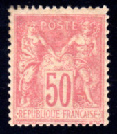 FRANCE 1890 - Yvert N° 98 - NEUF ** / MNH - Type Sage 50c. Rose - TB, Signé Brun - 1876-1898 Sage (Type II)