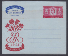 GB Great Britain 1953 Mint Coronation Of Queen Elizabeth II Air Letter, Aerogramme, Airmail, Flowers Postal Stationery - Lettres & Documents