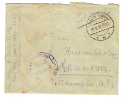 18.4.1918: FP-Brief Von Nazareth Mit Inhalt über FP-Amt 663 Nach Hannover - Feldpost (franchigia Postale)