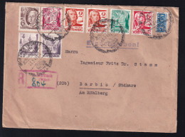 8 Freimarken Auf R-Brief Mit R-stempel Ab Wurzach 23.2.49 Nach Barbis/Südharz - Altri & Non Classificati