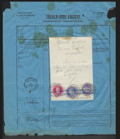 1885 TELEGRAMME URGENT BLEU AFFR. TG3 (2x) + TG6 + Obl Télégraphique BLANKENBERGHE ! RRR  LOT 374 - Sellos Telégrafos [TG]