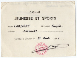 Rr - CARTE DE MEMBRE DU CENTRE CULTUREL HAUT MARNAIS - JEUNESSE ET SPORTS - BARREUR 2EME CLASSE - VOILE - VOILIER LEGER - Cartes De Membre