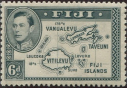 Fiji 1938 SG260 6d Black Islands Without 180 Die I KGVI P13x12 Toned Gum MLH - Fiji (1970-...)