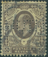 Great Britain 1902 SG233 3d Dull Reddish Purple/yellow KEVII Perfin FU - Sin Clasificación