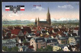 AK Ulm A. D., Teilansicht Mit Alpenpanorama, Wappen  - Ulm