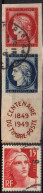 France 1948  Centenaire Du Timbre  Y&T 830, 831, 832 Oblitérés (cote >12€) - Oblitérés