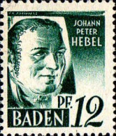 Allemagne ZOF Baden Poste N* Yv: 4 Mi:4 Johann Peter Hebel (points De Rouille) - Baden