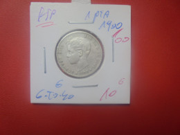 ESPAGNE 1 PESETA 1900/00 ARGENT (A.8) - First Minting